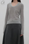 SWAYING 24 Autumn and Winter Low Round Neck Wool Bottoming Shirt SW-SW24AW1T21-QH Light Gray SW24AW1T22